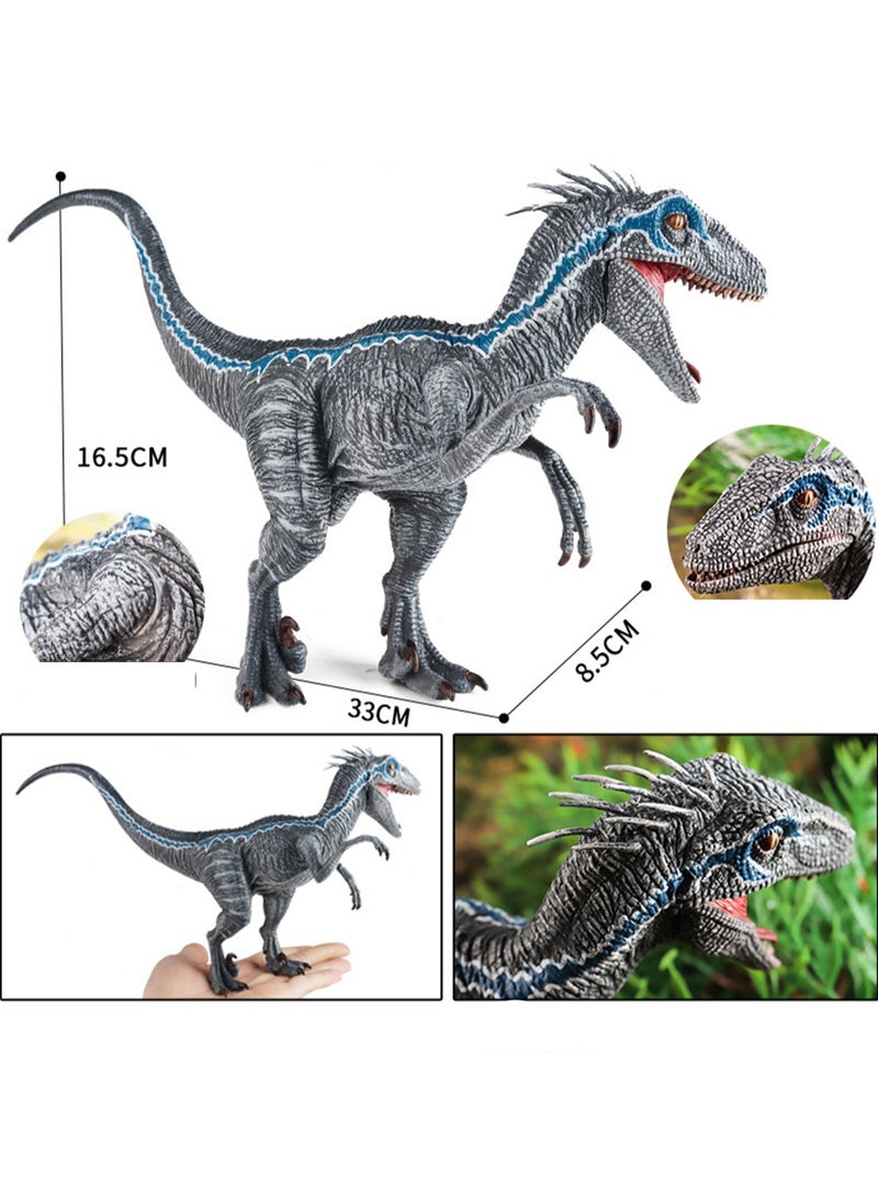 Jurassic Dinosaur Model Series Simulated Dinosaur Static Toy Model(Tyrannical Blue Raptor (Moveable Mouth And Arms)) - Image 2